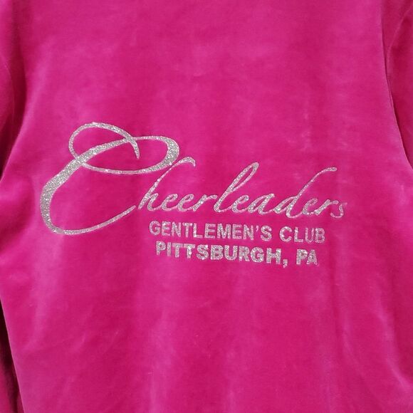 Y2K 2 Piece Hot Pink Stripper Gentleman's Club Employee Velour Tracksuit Size M - Picture 10 of 13